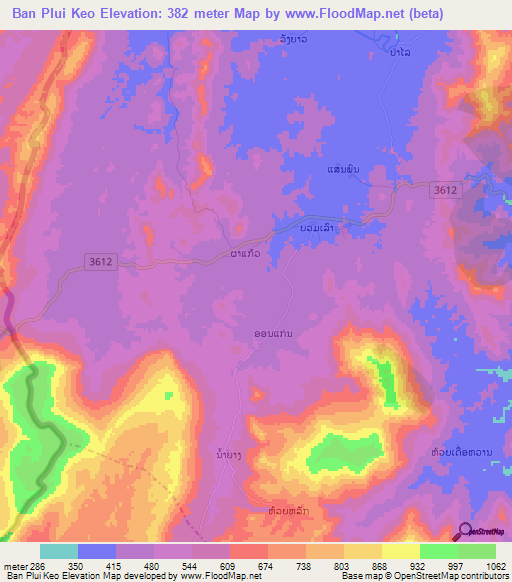 Ban Plui Keo,Laos Elevation Map