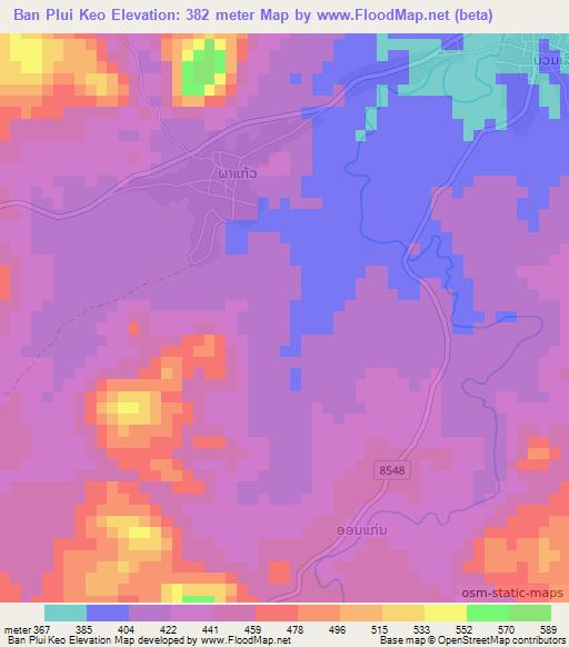 Ban Plui Keo,Laos Elevation Map