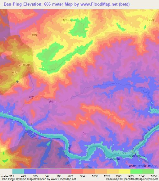 Ban Ping,Laos Elevation Map