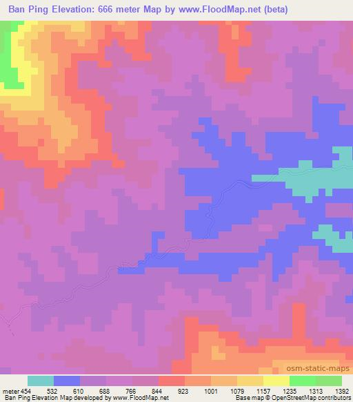 Ban Ping,Laos Elevation Map