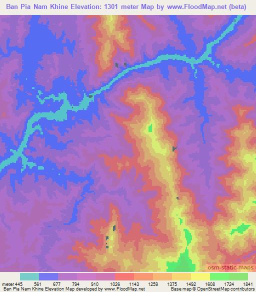 Ban Pia Nam Khine,Laos Elevation Map