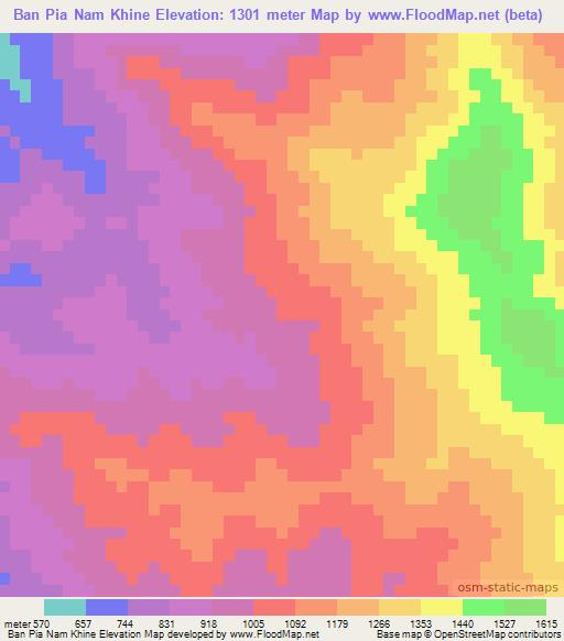 Ban Pia Nam Khine,Laos Elevation Map