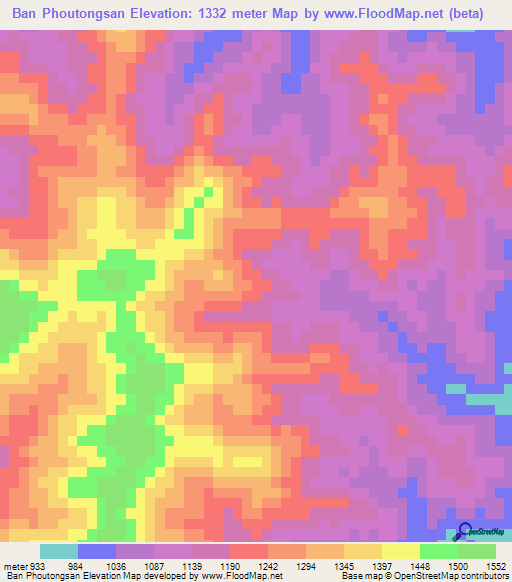 Ban Phoutongsan,Laos Elevation Map