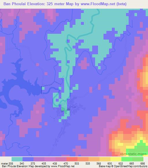 Ban Phoulai,Laos Elevation Map