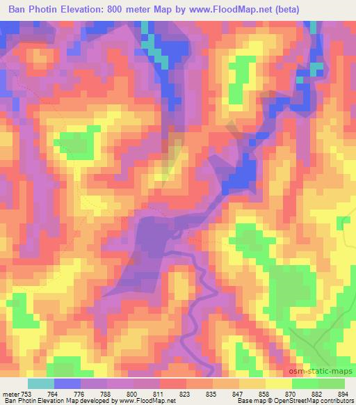 Ban Photin,Laos Elevation Map