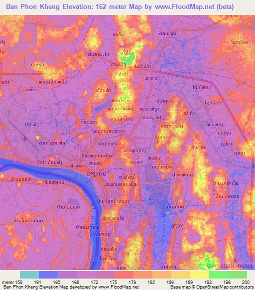 Ban Phon Kheng,Laos Elevation Map