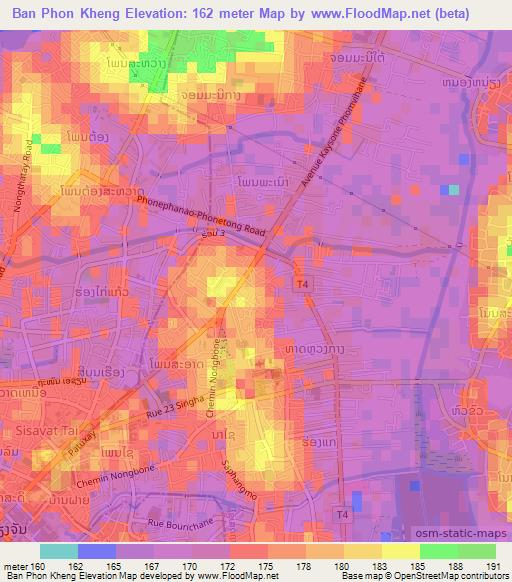 Ban Phon Kheng,Laos Elevation Map