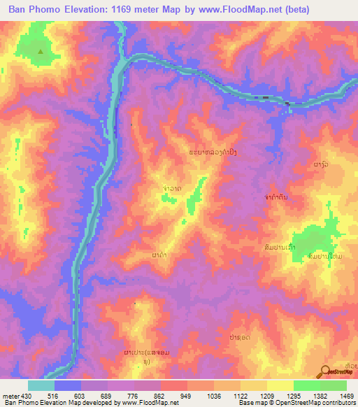 Ban Phomo,Laos Elevation Map