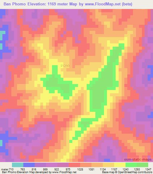 Ban Phomo,Laos Elevation Map