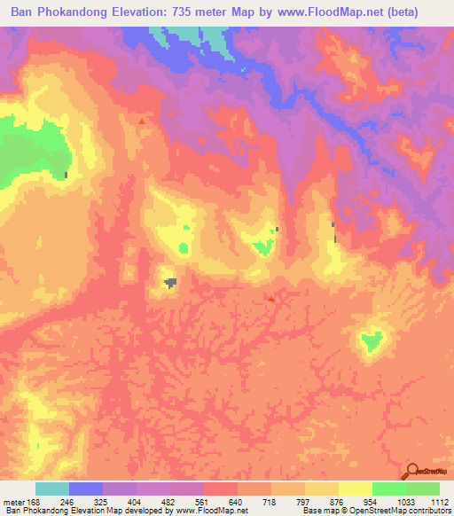 Ban Phokandong,Laos Elevation Map