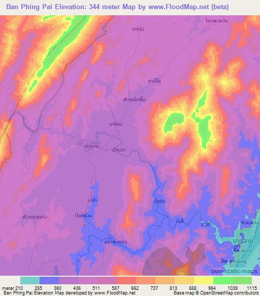 Ban Phing Pai,Laos Elevation Map