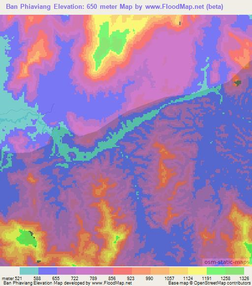 Ban Phiaviang,Laos Elevation Map