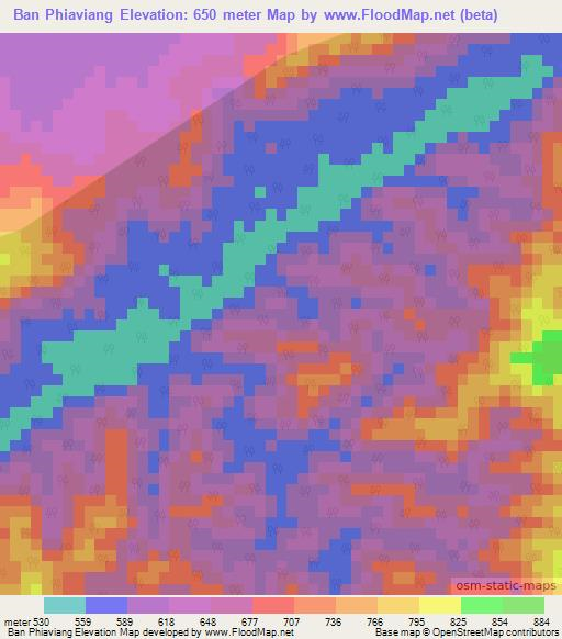 Ban Phiaviang,Laos Elevation Map