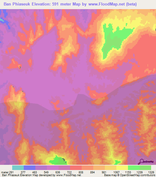 Ban Phiaseuk,Laos Elevation Map