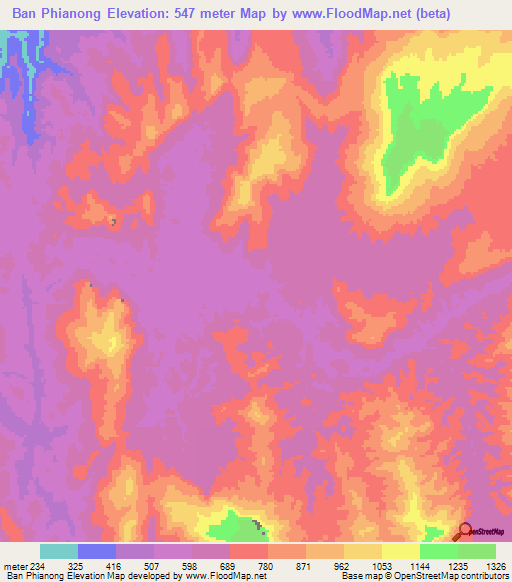 Ban Phianong,Laos Elevation Map