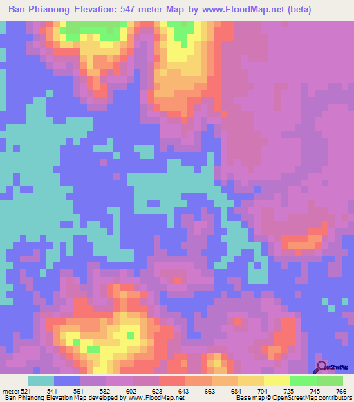 Ban Phianong,Laos Elevation Map