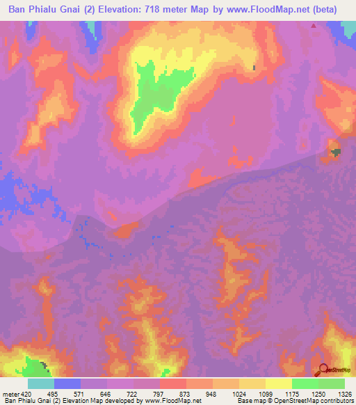 Ban Phialu Gnai (2),Laos Elevation Map