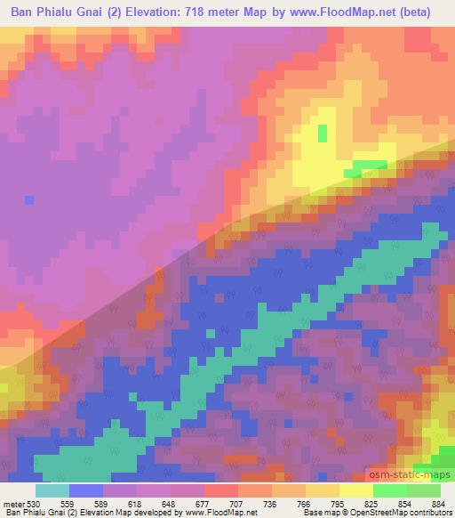 Ban Phialu Gnai (2),Laos Elevation Map