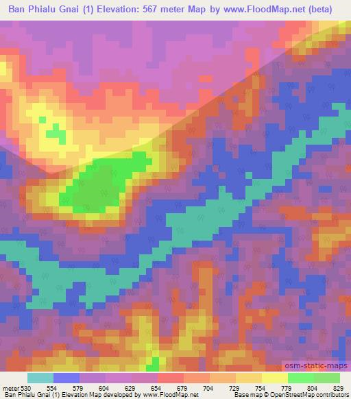 Ban Phialu Gnai (1),Laos Elevation Map