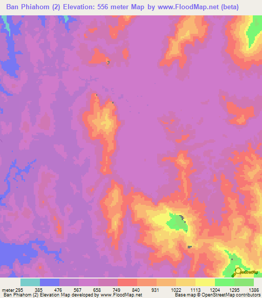 Ban Phiahom (2),Laos Elevation Map