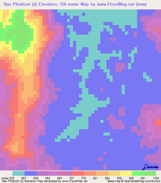 Ban Phiahom (2),Laos Elevation Map