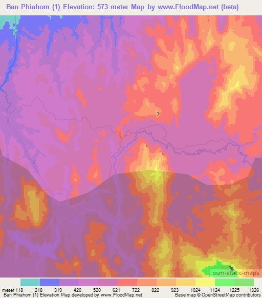 Ban Phiahom (1),Laos Elevation Map