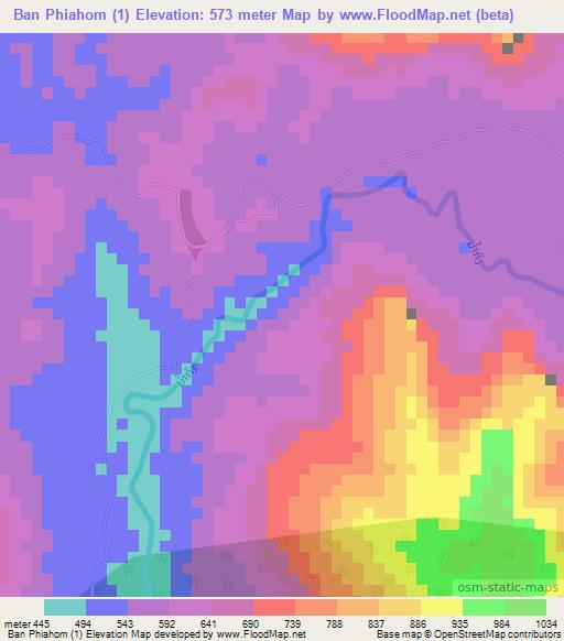 Ban Phiahom (1),Laos Elevation Map