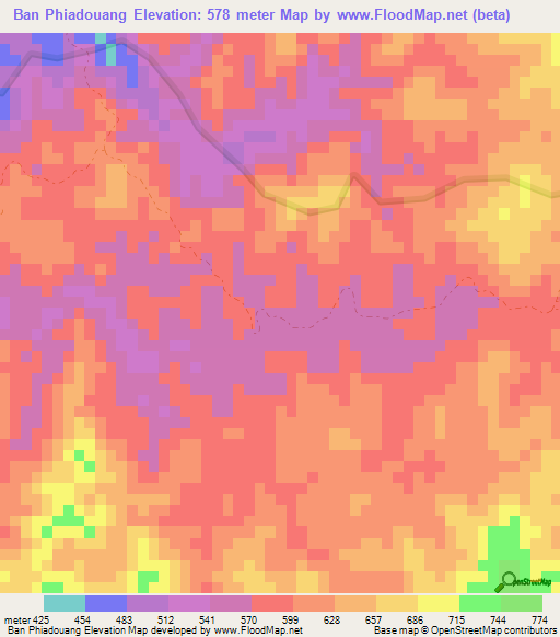 Ban Phiadouang,Laos Elevation Map