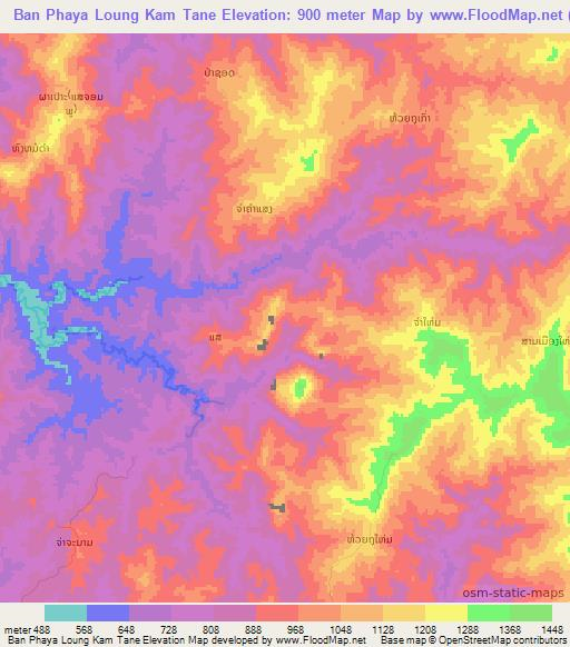 Ban Phaya Loung Kam Tane,Laos Elevation Map