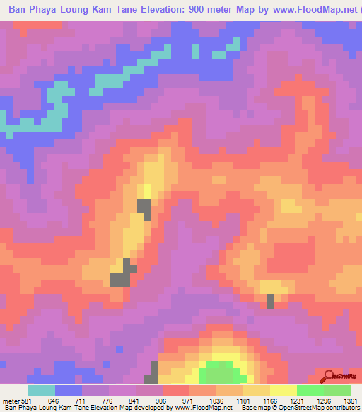 Ban Phaya Loung Kam Tane,Laos Elevation Map