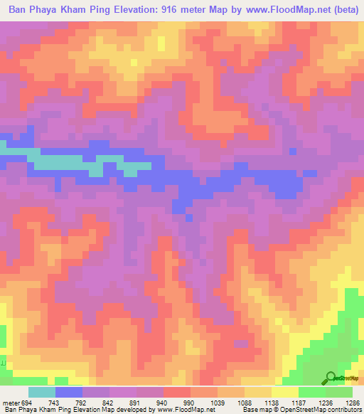 Ban Phaya Kham Ping,Laos Elevation Map