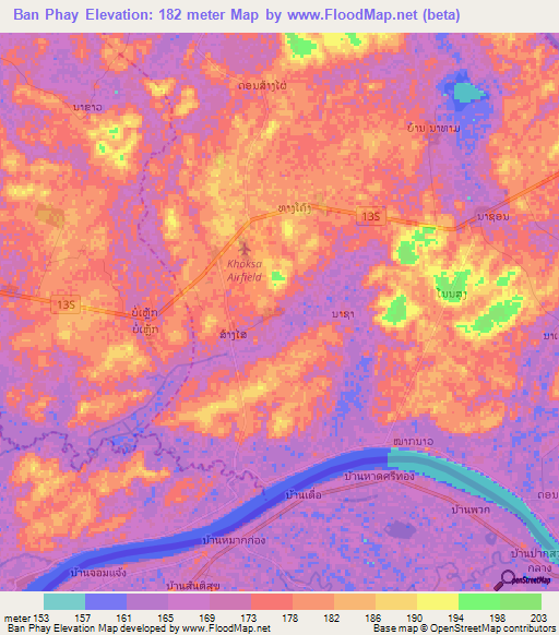 Ban Phay,Laos Elevation Map