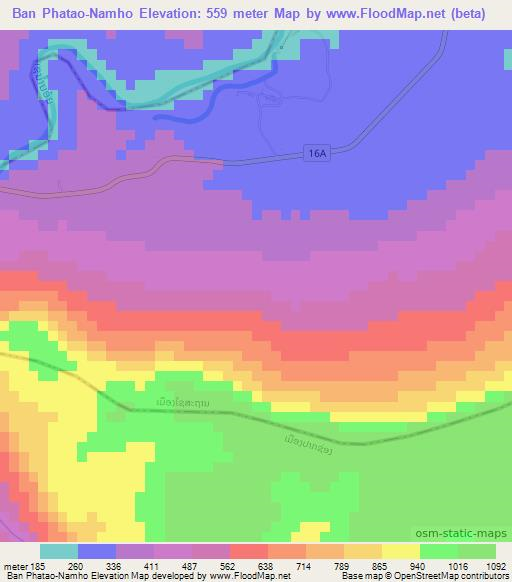 Ban Phatao-Namho,Laos Elevation Map