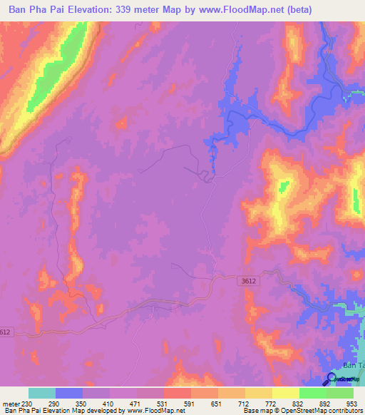 Ban Pha Pai,Laos Elevation Map