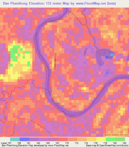 Ban Phanthong,Laos Elevation Map