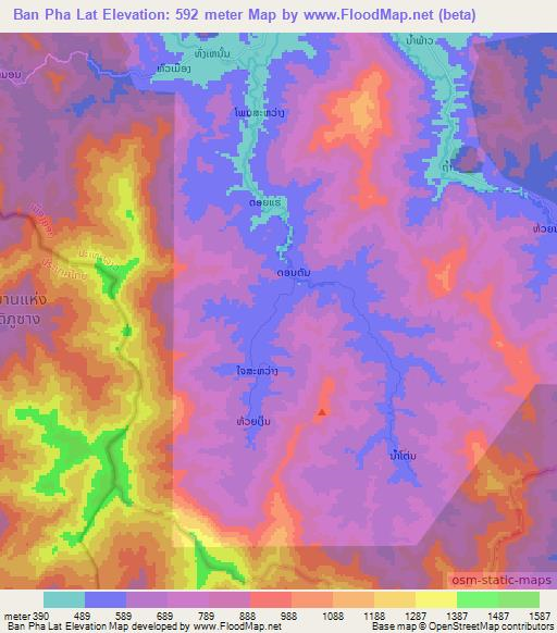 Ban Pha Lat,Laos Elevation Map