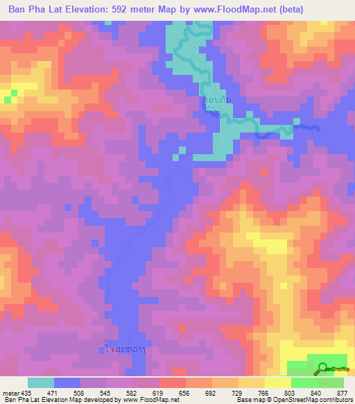 Ban Pha Lat,Laos Elevation Map