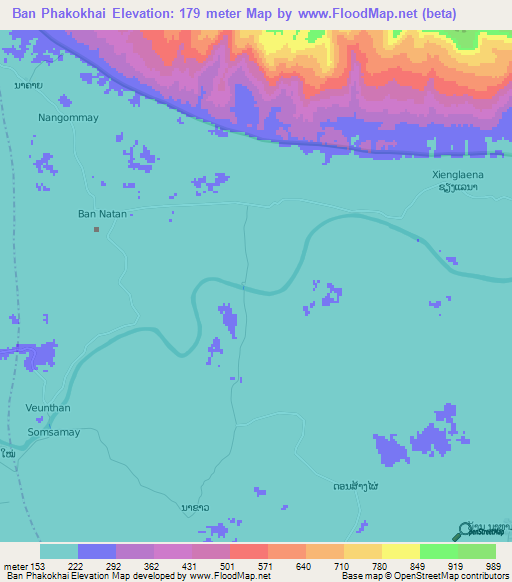 Ban Phakokhai,Laos Elevation Map