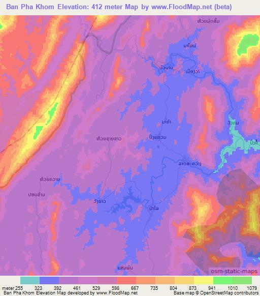 Ban Pha Khom,Laos Elevation Map