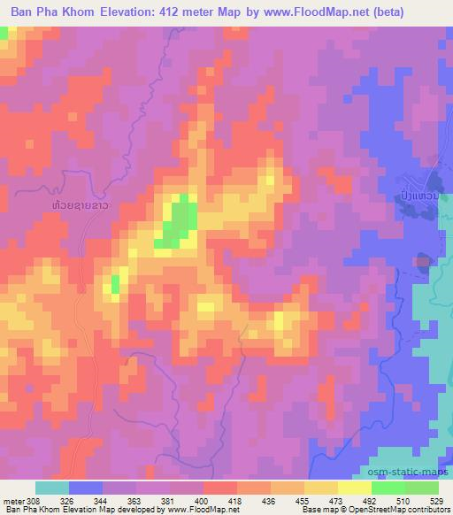 Ban Pha Khom,Laos Elevation Map