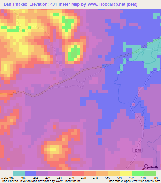 Ban Phakeo,Laos Elevation Map