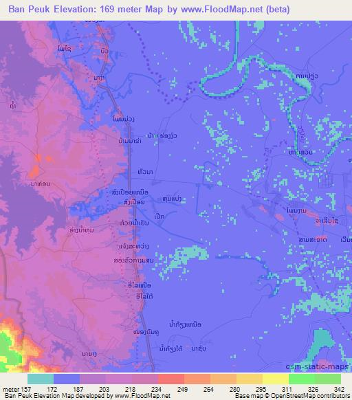 Ban Peuk,Laos Elevation Map