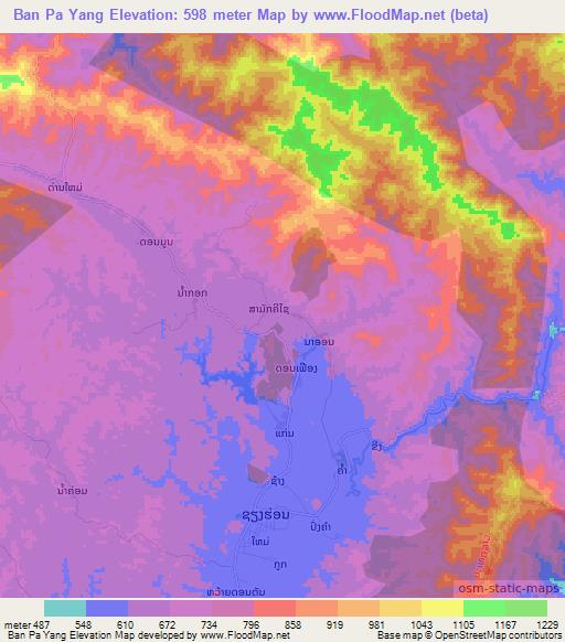 Ban Pa Yang,Laos Elevation Map