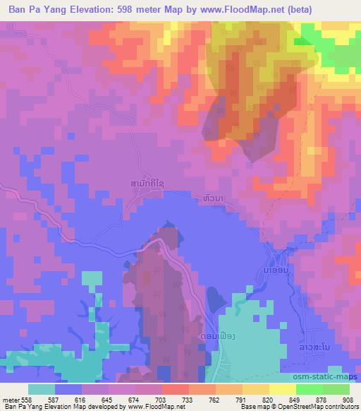 Ban Pa Yang,Laos Elevation Map