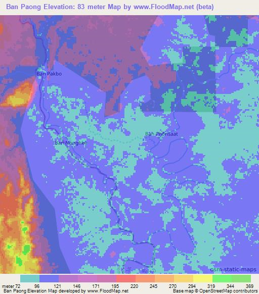 Ban Paong,Laos Elevation Map