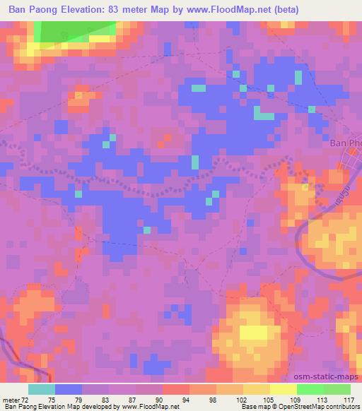 Ban Paong,Laos Elevation Map