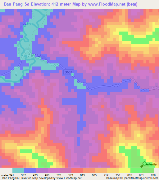 Ban Pang Sa,Laos Elevation Map