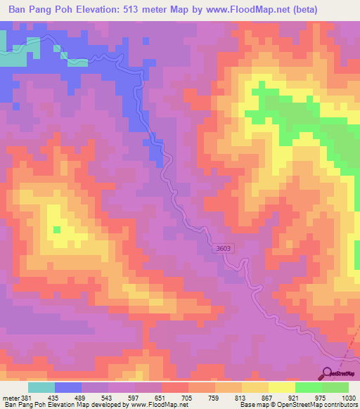 Ban Pang Poh,Laos Elevation Map