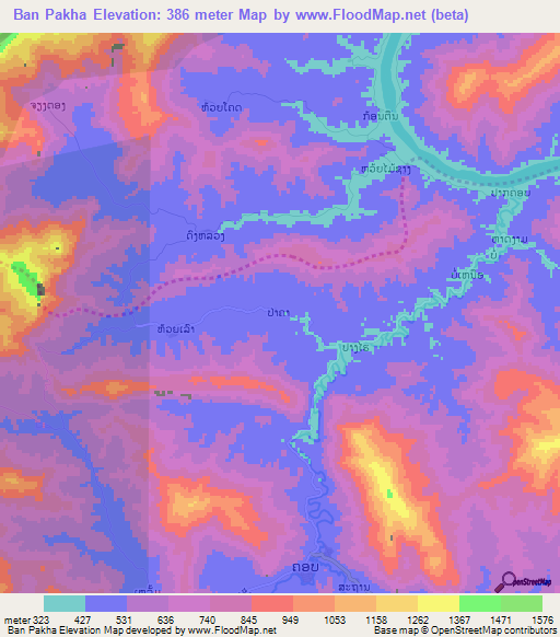 Ban Pakha,Laos Elevation Map