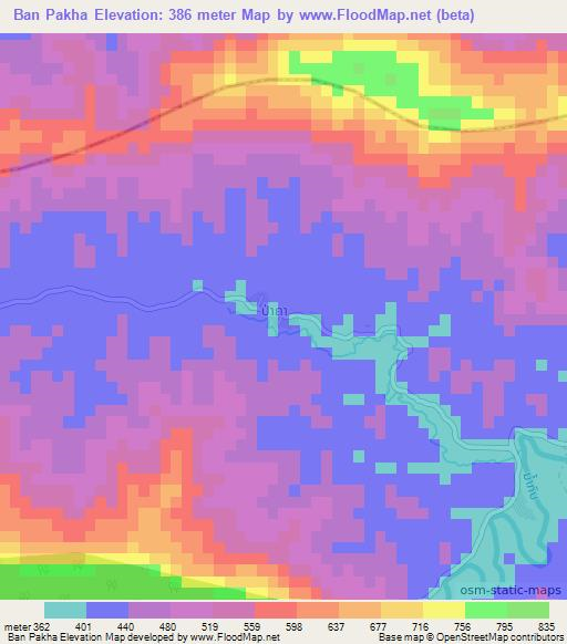 Ban Pakha,Laos Elevation Map